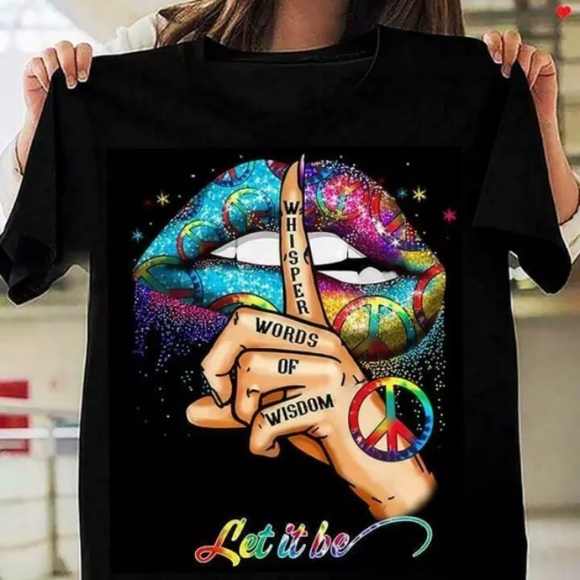 SHEIN Tops - Shein Hippie Boho Whisper Words Of Wisdom Oversized Black Tee